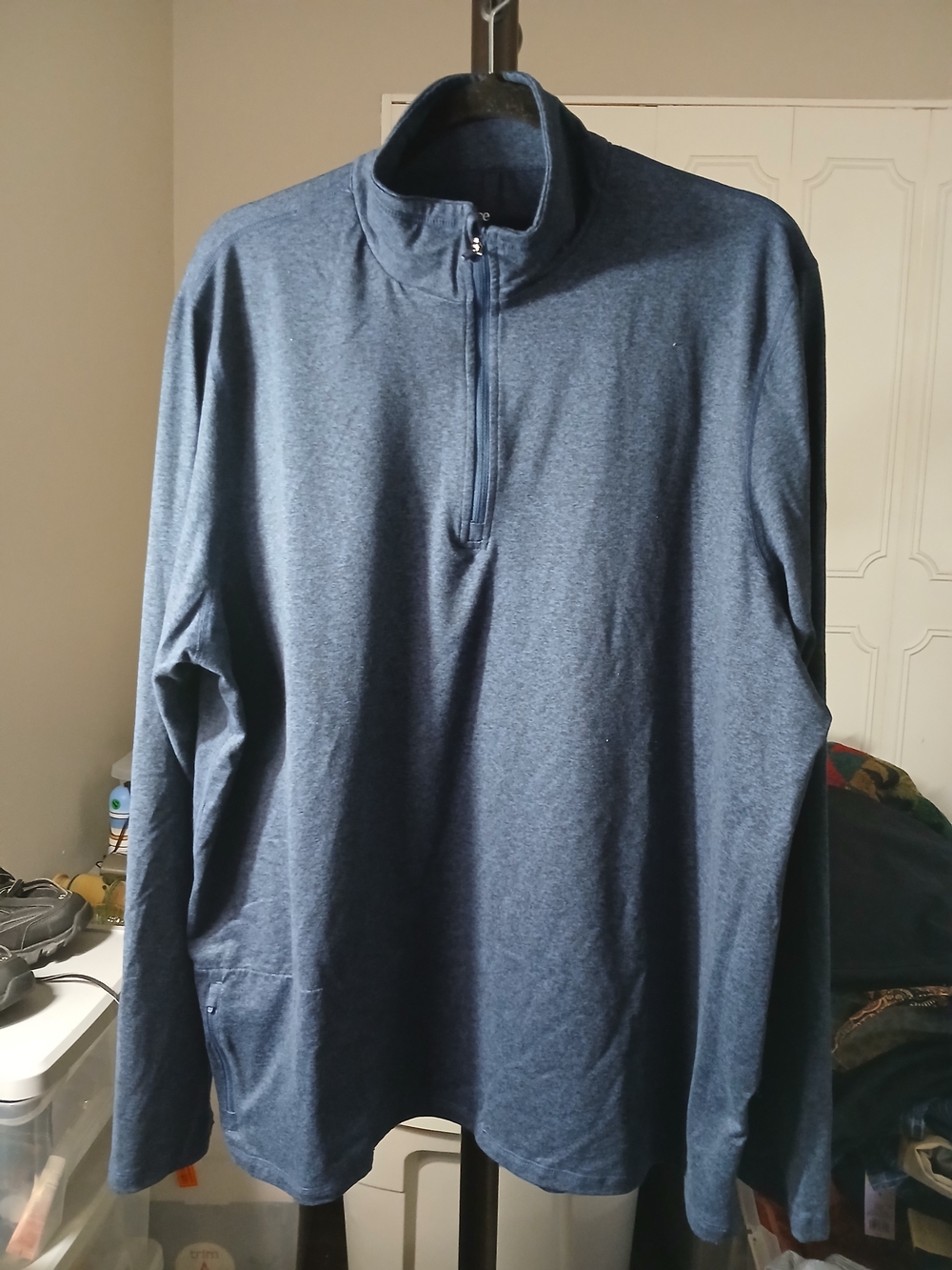 Quince Men's Heather Blue Quarter-Zip Pullover